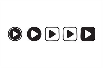 Media Control Icons Set Featuring Play Buttons for App and Web Use
