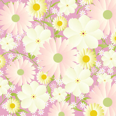 Creamy pink yellow flower textile design