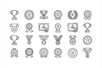 Fototapeta premium Modern Award Icons Set Representing Excellence, Leadership, and Accomplishment