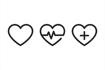 Healthcare and Heart Icons Set for Medical and Wellness Design Concepts