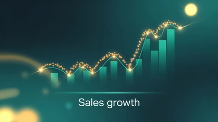 Dynamic financial chart showing upward sales growth trend over time video - Powered by Adobe