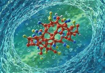 水分子の中心にある複雑な分子構造