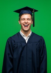 卒業式 笑顔 男性 ポートレート 緑背景