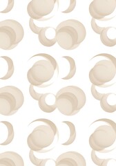 ベージュの円と三日月のシームレスパターン