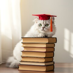 卒業式、猫、本、知識、未来