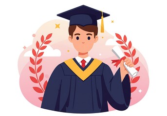 卒業式 卒業生 学位記 イラスト