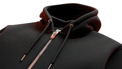 Close-up of black hooded sweatshirt