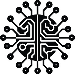 Vector art of abstract circular circuit board design with radiating connections