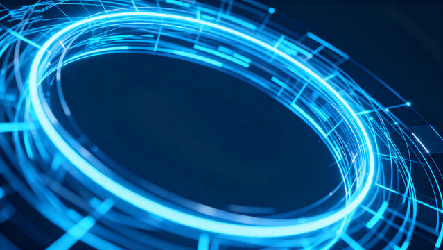 Blue neon circular light pattern