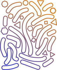 Abstract wavy shapes and geometric figures gradient pattern, vector illustration. EPS version.