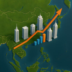 illustration depicting the rapid growth of the Asia economy	