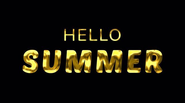 Hello Summer luxury yellow text with waving animation on alpha channel. Ideal for summer themed motion graphic projects.
