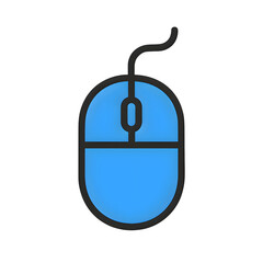 Blue Computer Mouse Icon - Modern Tech Device for Interface Navigation and Precise Control