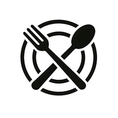 Fork and Spoon Icon on Plate