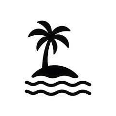 Palm Tree Island Icon Silhouette