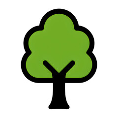 Vibrant green tree icon illustration, symbolizing nature, growth, and environmental sustainability with a clean