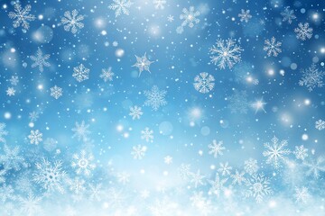 Fototapeta premium Blue sky with snowflakes falling from it