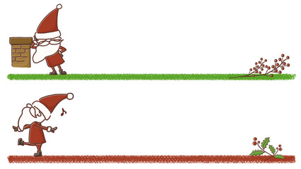 かわいいサンタさんのラインイラストセット