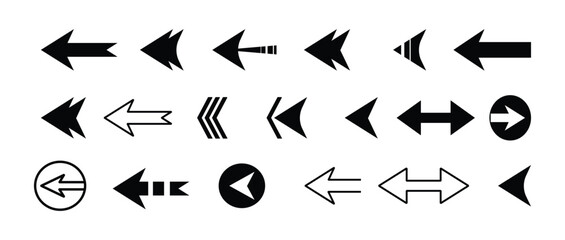 Arrow. Cursor. Modern simple arrows. Vector illustration. Big set of different arrow icons for web design and user interface. Modern simple cursors and pointers for navigation. 
