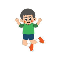Cartoon boy jumping with joy illustration