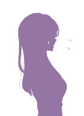 困っている女性　横顔　シルエット