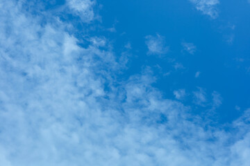 Bright blue sky with soft white clouds, natural background symbolizing peace, freedom, and freshness. Perfect for design, travel, wellness, or inspirational concepts.