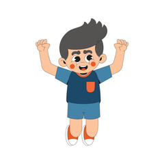 Cheerful boy jumping character cartoon illustration