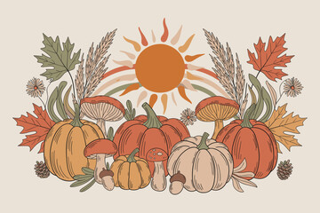 Hello Autumn Greeting Card – Minimal Fall Pumpkin Design