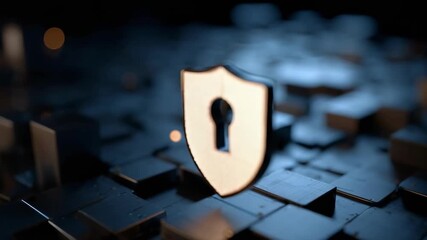 A shield with a keyhole on a digital circuit board, symbolizing cybersecurity and data protection. - Powered by Adobe