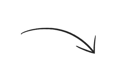 Black Curved Down Arrow Marker Sketch — Transparent PNG
