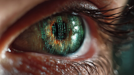 Digital Eye Interface Symbolizing Technology and Perception in the Modern Cyber World with Reflection of Data and Connection Concepts