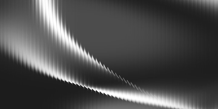 Vertical ribbed glass background with abstract curved light pattern and soft gradient texture in black and white, ideal for modern digital design, clean architectural visuals and aesthetics