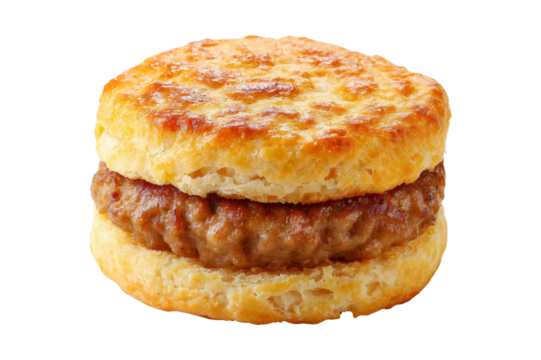 Delicious sausage biscuit sandwich kitchen food photography bright space
