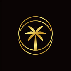 Elegant Tropical Palm Tree with Circle Logo Design Inspiration