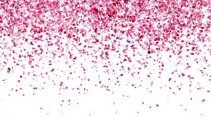 Naklejka premium Pink confetti background with falling pieces on white background for celebrations
