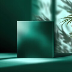 Elegant Green Cube with Shadow and Natural Light