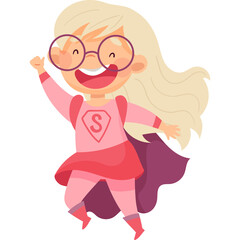 Joyful Young Girl Dressed As A Superhero With A Pink Cape And A 'S' Emblem Exuding Confidence And Strength