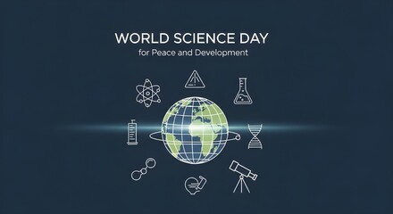 Celebrate World Science Day with this eye-catching design promoting peace, development, and global unity through science and innovation initiatives