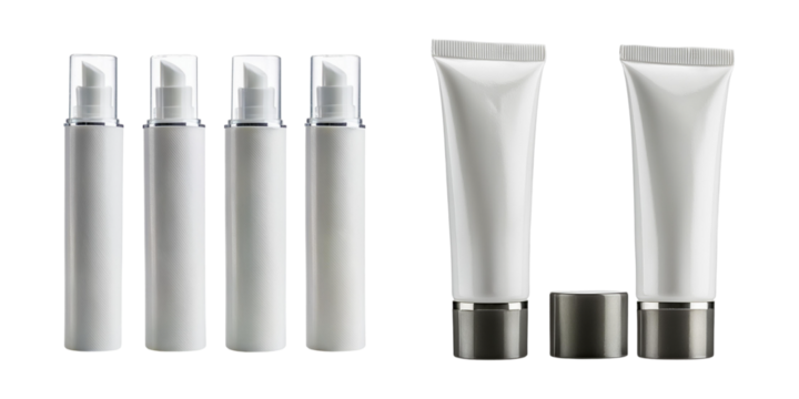 Minimalist Cosmetic Packaging for Beauty Products, mega bundle, isolated on a transparent background.