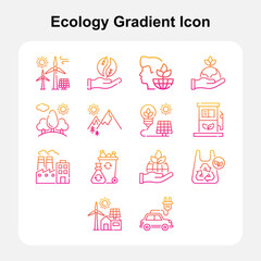 Fototapeta premium Renewable Energy and Green Nature Conservation Icons Gradient Set 2