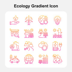 Fototapeta premium Eco Friendly and Sustainable Environment Icons Gradient Set 1