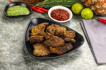 Grilled beef barbecue with spises