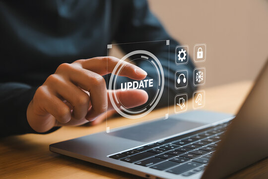 software update and security patch on a laptop with digital interface