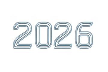 2026 year number in chrome metallic look
