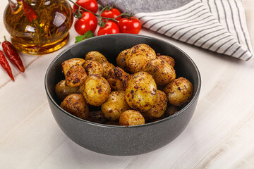 Baked mini potato with herbs