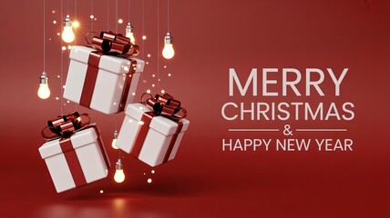 Vibrant Christmas gifts in elegant red setting bring seasonal cheer, perfect for holiday promotions and festive marketing campaigns this season