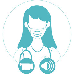 Turquoise Medical Professional With Face Mask And Stethoscope On Transparent Background Representing Telemedicine Services And Virtual Healthcare Consultations