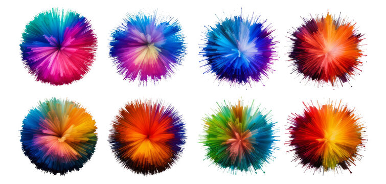 Colorful Abstract Sphere Designs with Radiant Light Effects, Isolated on Transparent, white background