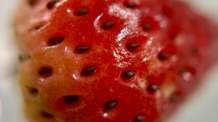 Macro Close-Up of Fresh Strawberry Surface
