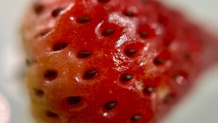 Macro Close-Up of Fresh Strawberry Surface